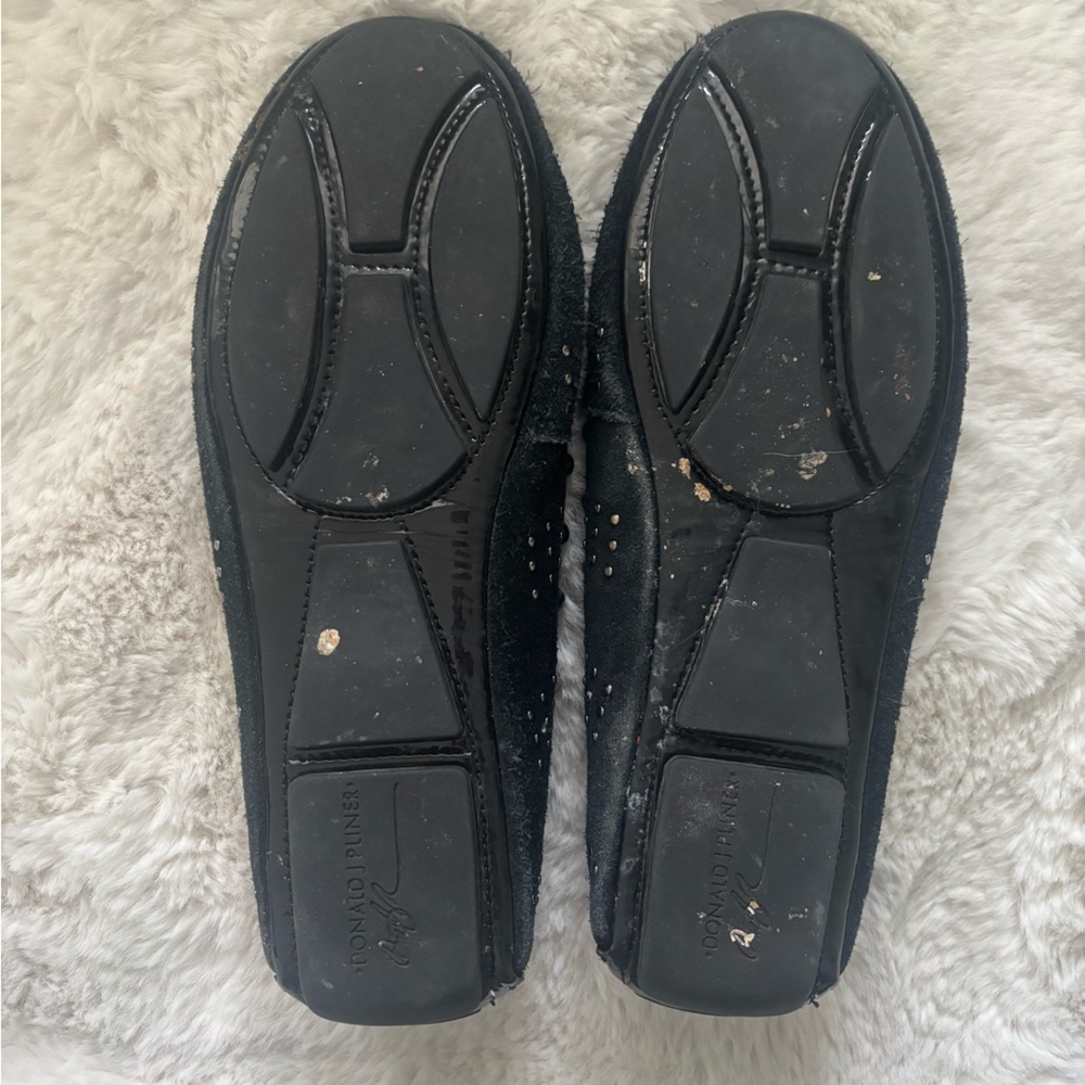 Donald J. Pliner Black Studded Fringe Slip On Flat Loafers Size: 9 - Picture 5 of 5